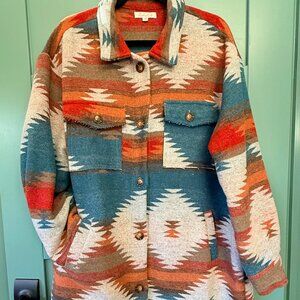 Long Serape Native Print Shacket/Coat
